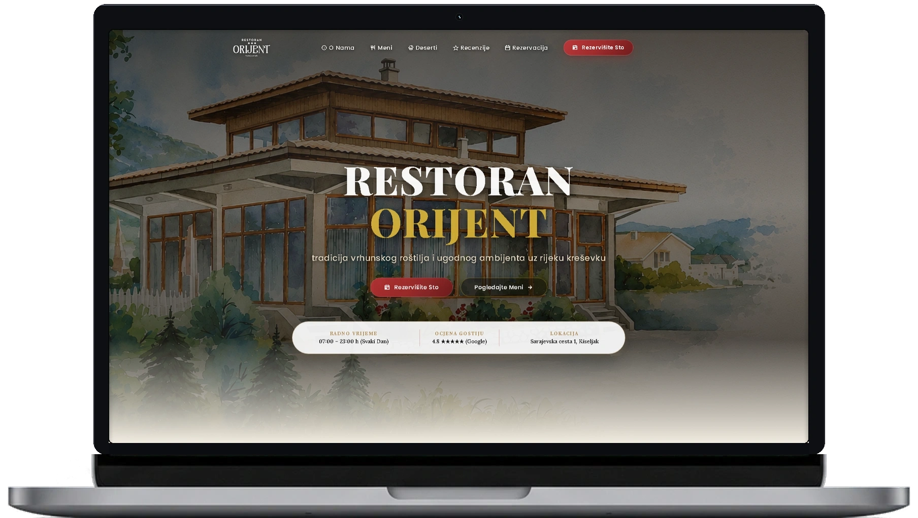 Restoran Orijent Fine Dining Website on MacBook Pro
